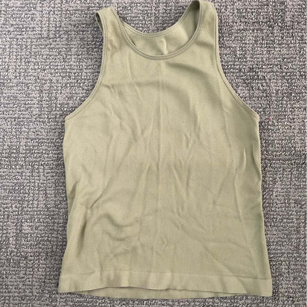 Green ribbed tank top